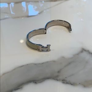 Small authentic Hermès white enamel bracelet